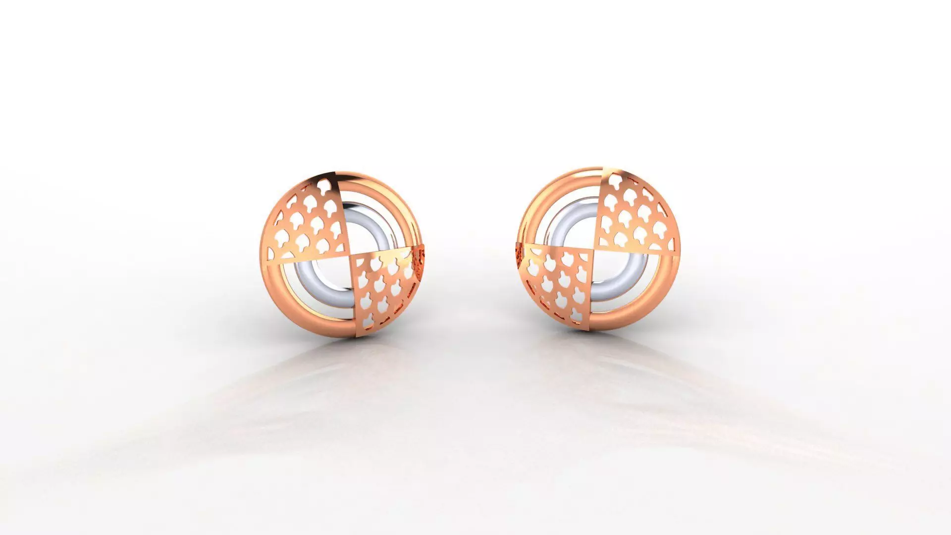 Wire Mesh Ultra Light weight Plain Gold Studs Earrings 3dm stl  3D print model_0