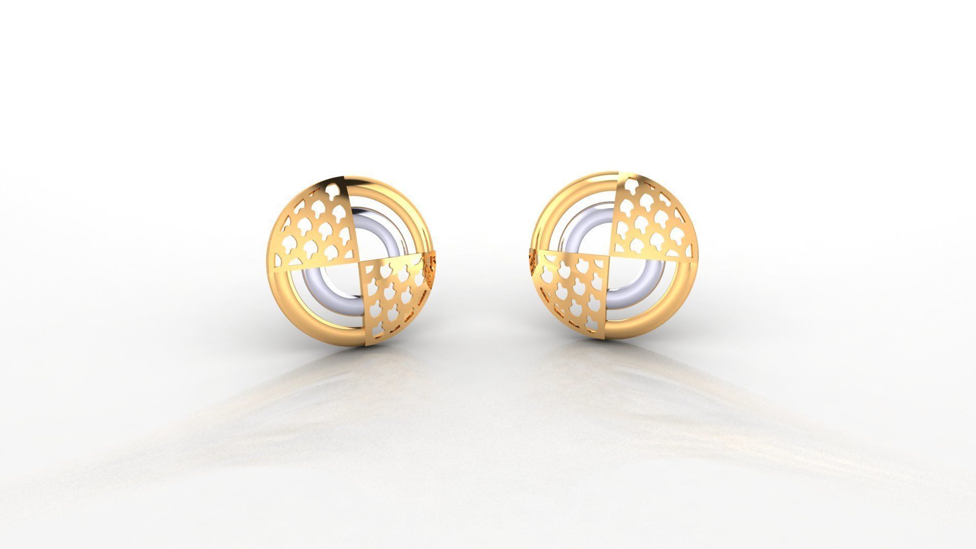Wire Mesh Ultra Light weight Plain Gold Studs Earrings 3dm stl  3D print model_2