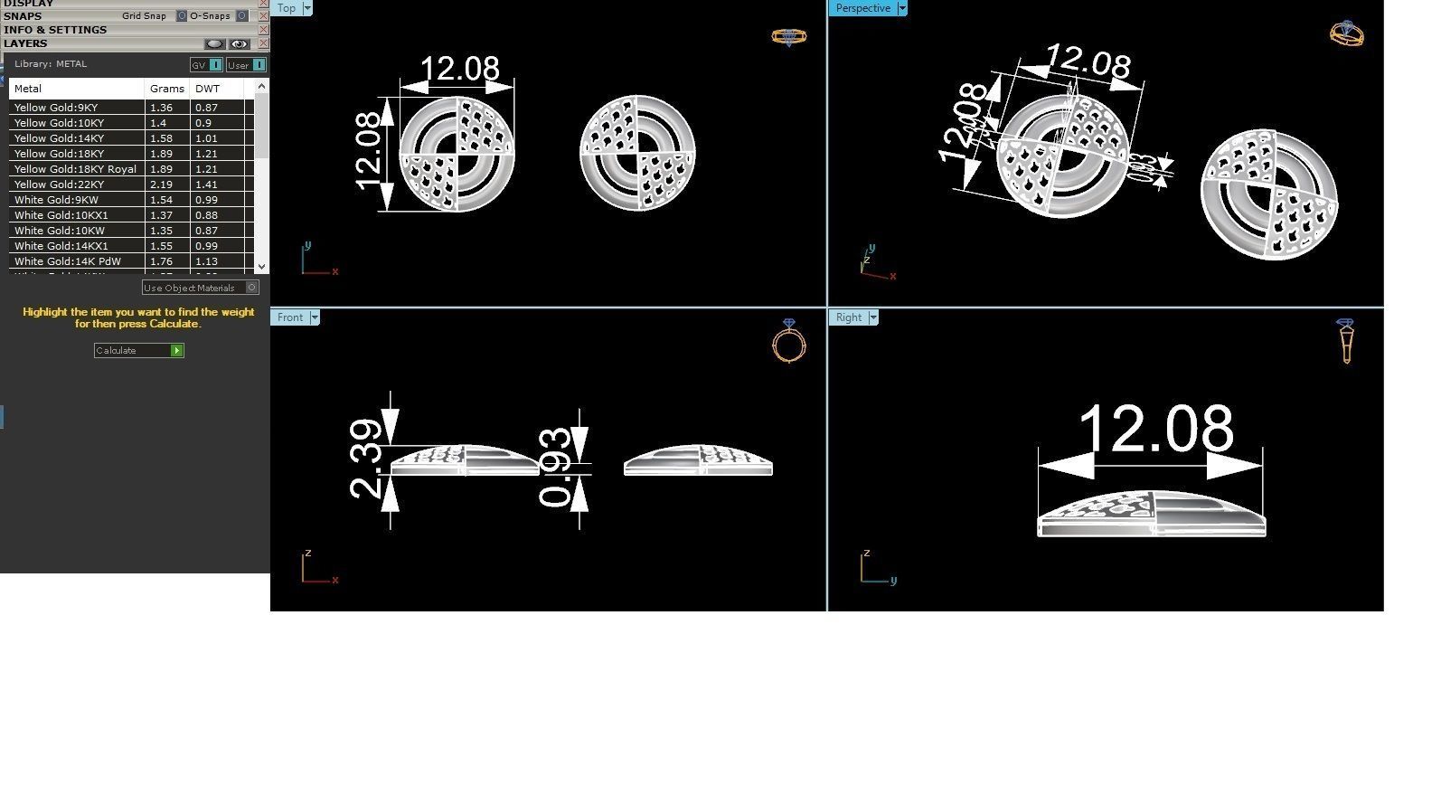 Wire Mesh Ultra Light weight Plain Gold Studs Earrings 3dm stl  3D print model_3