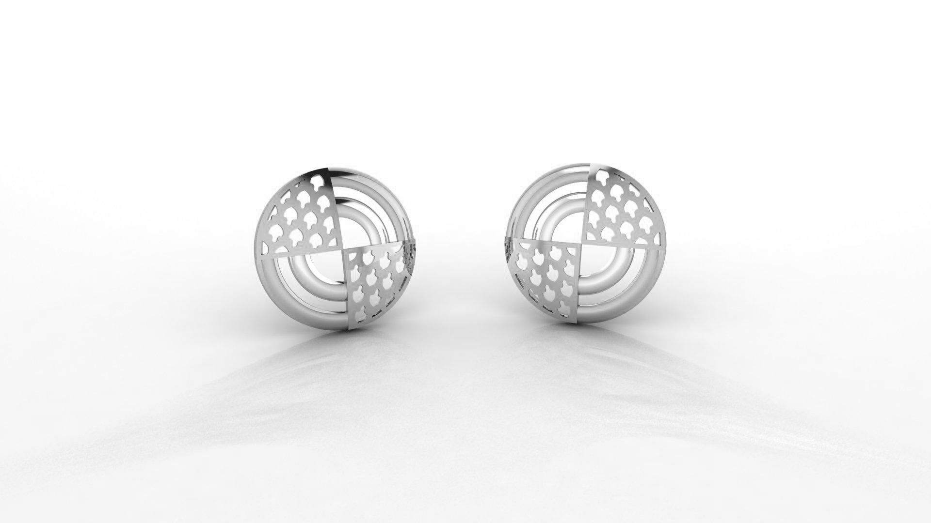 Wire Mesh Ultra Light weight Plain Gold Studs Earrings 3dm stl  3D print model_1