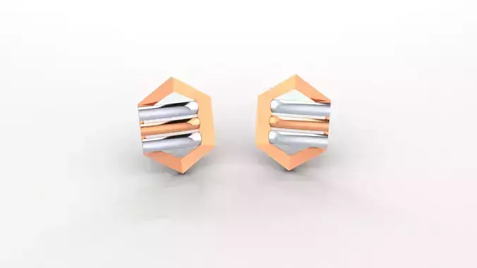 Stacks Ultra Light weight Plain Gold Studs Earrings 3dm stl obj