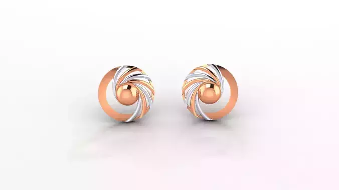 Ultra Light weight Plain Gold Studs Earrings 3dm stl obj ply 3mf