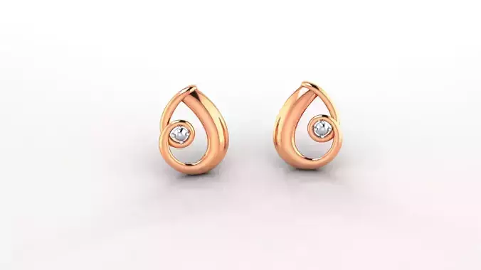 Beads Ultra Light weight Plain Gold Studs Earrings 3dm stl obj 3D print model
