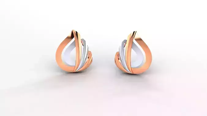 Wire Leaves Ultra Light weight Plain Gold Studs Earrings 3dm stl