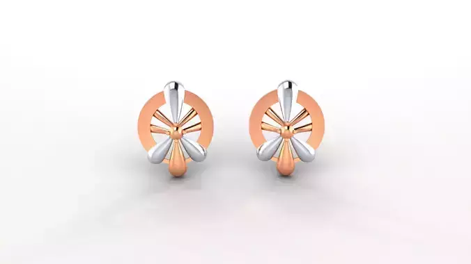 Spinning Fan Ultra Light weight Plain Gold Studs Earrings 3dm 