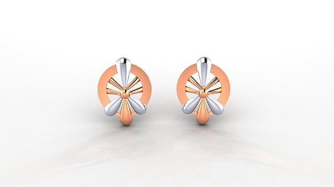 Spinning Fan Ultra Light weight Plain Gold Studs Earrings 3dm  3D print model