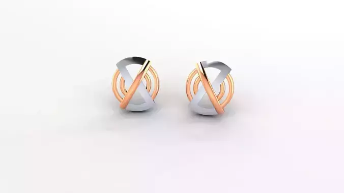 X Ultra Light weight Plain Gold Studs Earrings 3dm stl obj ply