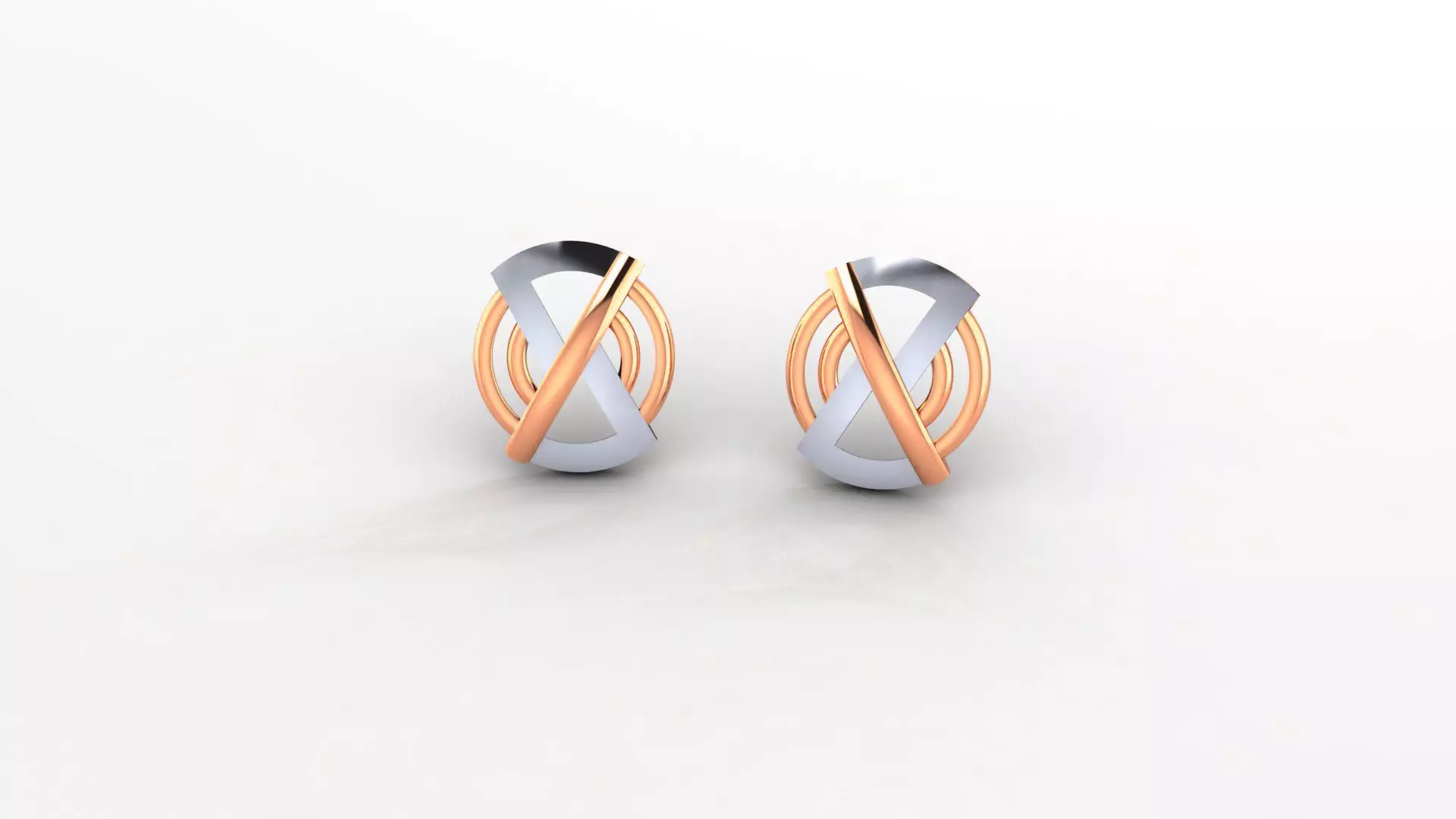 X Ultra Light weight Plain Gold Studs Earrings 3dm stl obj ply 3D print model_0