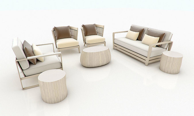 3D Living Furniture Set 3D model