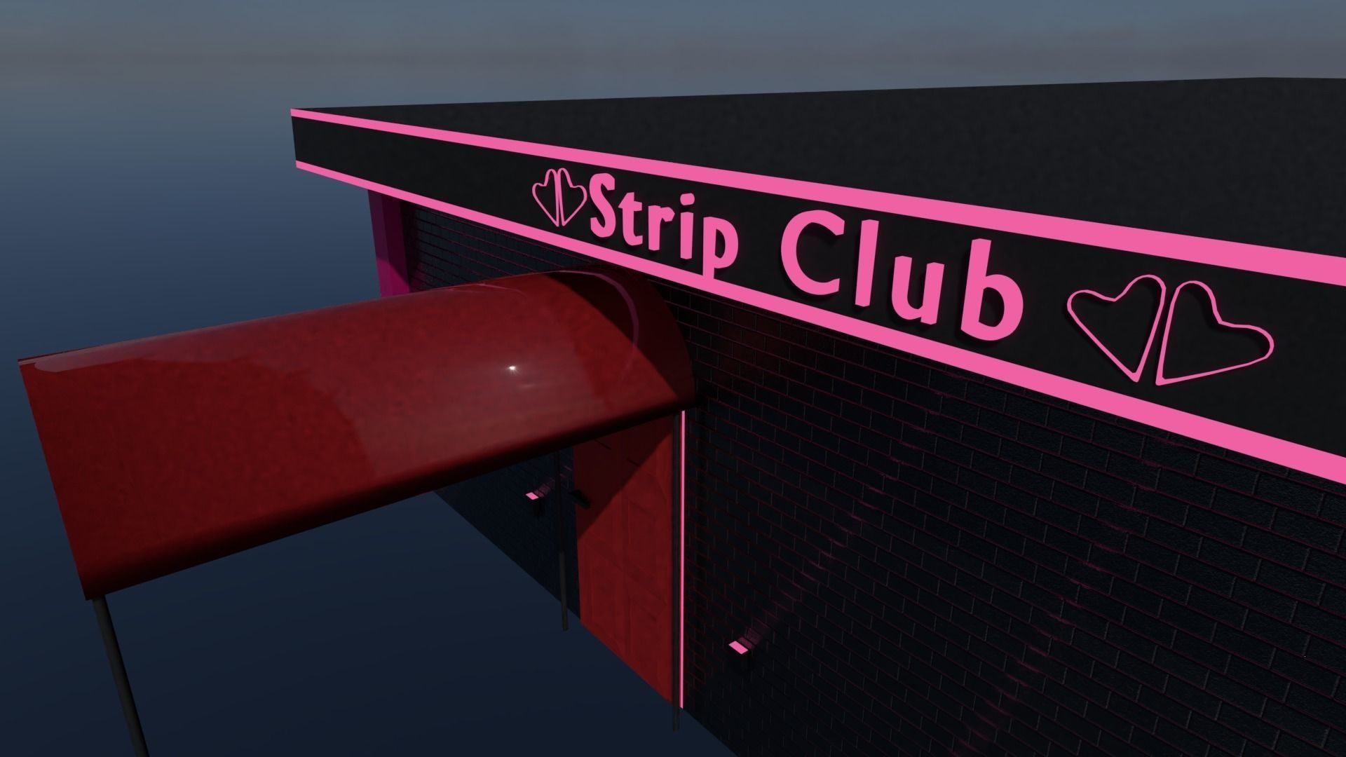 Strip Club Exterior Low-poly 3D model_3