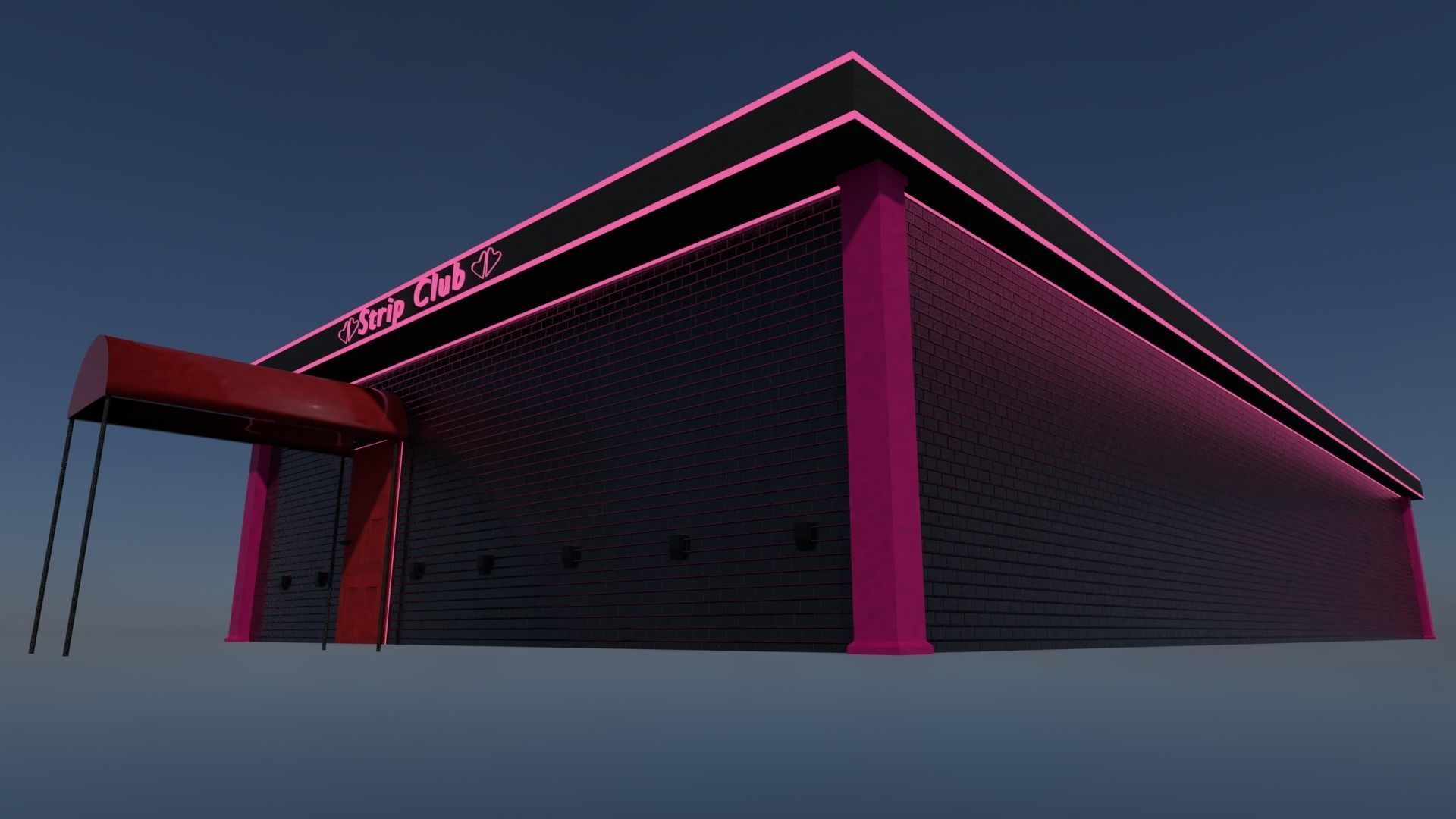 Strip Club Exterior Low-poly 3D model_1