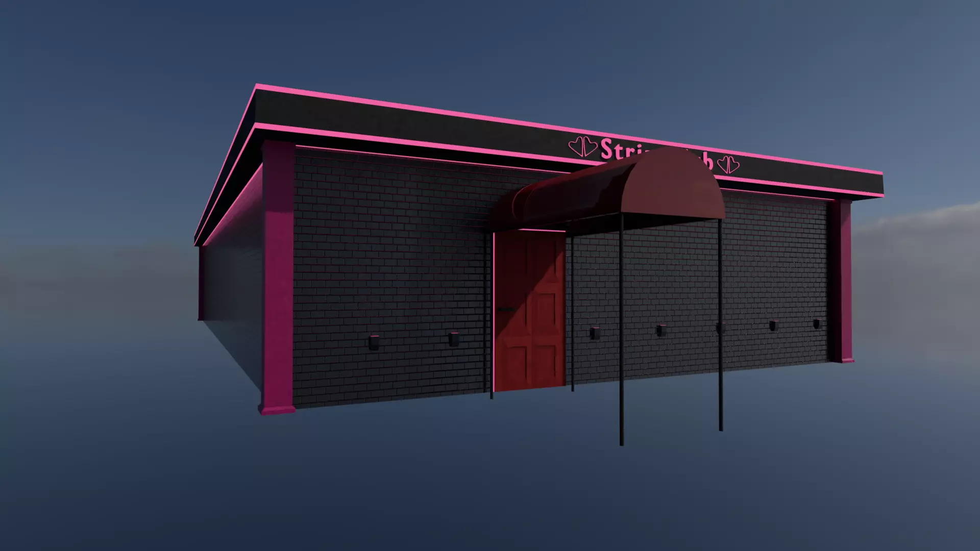 Strip Club Exterior Low-poly 3D model_0