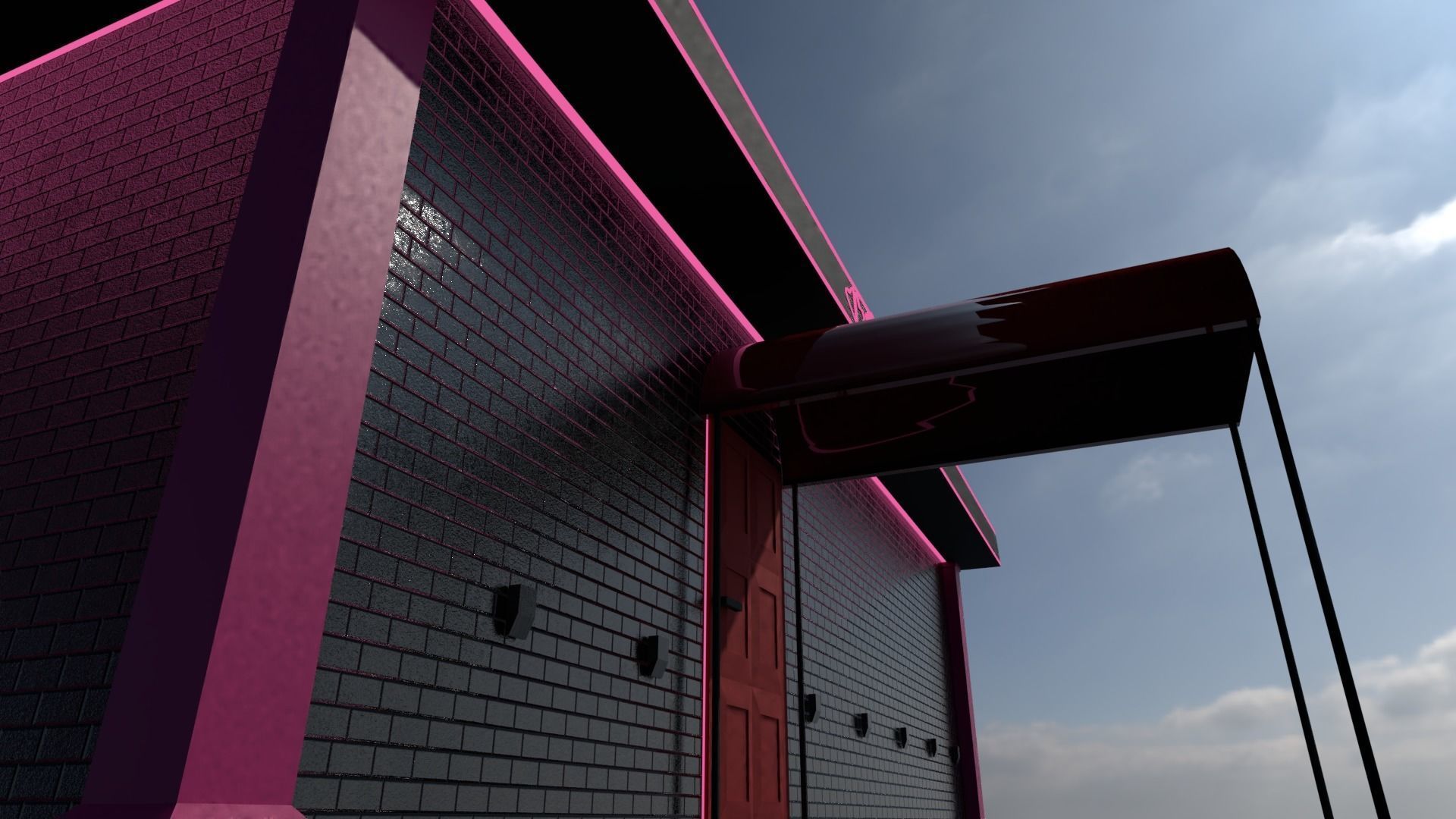 Strip Club Exterior Low-poly 3D model_4