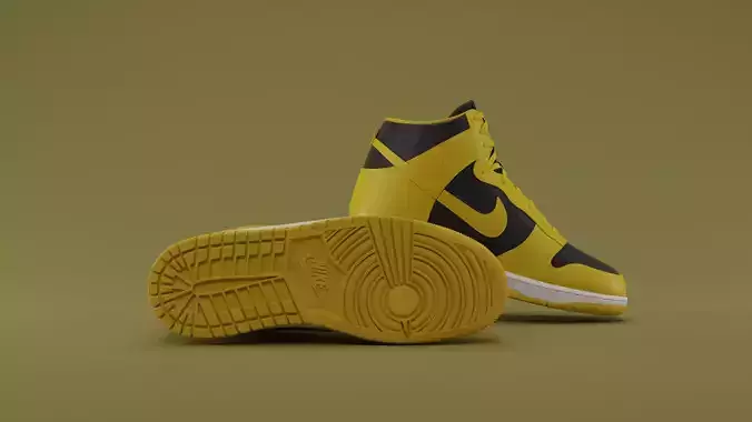 Nike Dunk High  Yellow Black 3D model