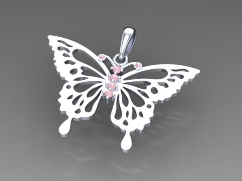 butterfly pendant 3D print model_3