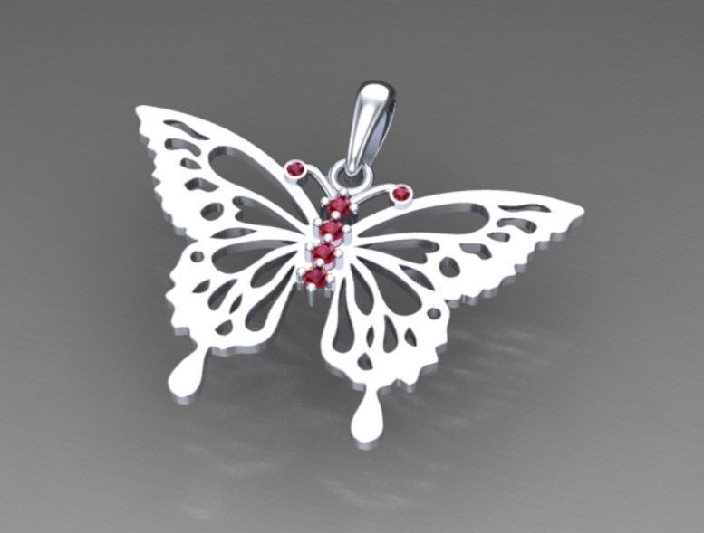 butterfly pendant 3D print model_1