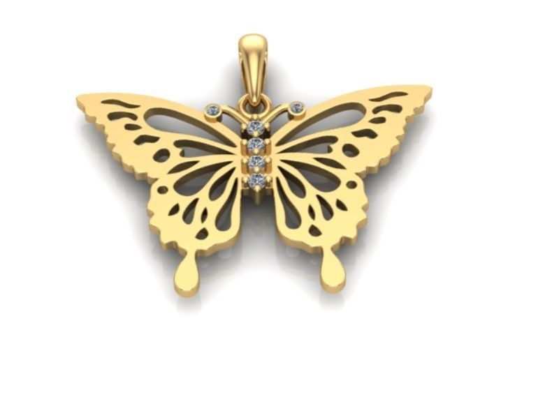 butterfly pendant 3D print model_7