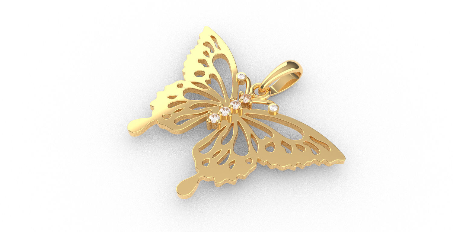 butterfly pendant 3D print model_8