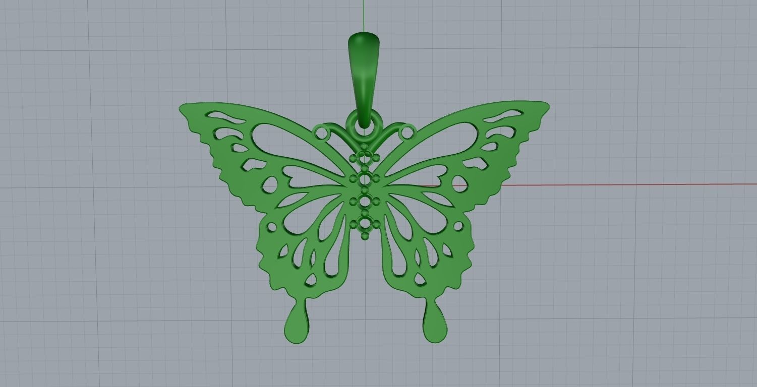 butterfly pendant 3D print model_18