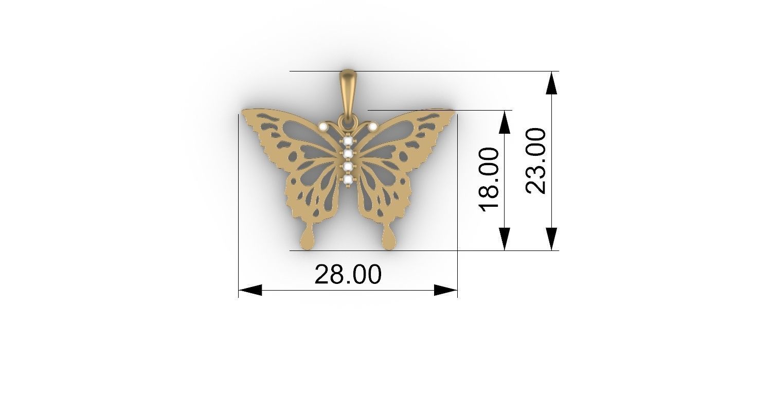 butterfly pendant 3D print model_15