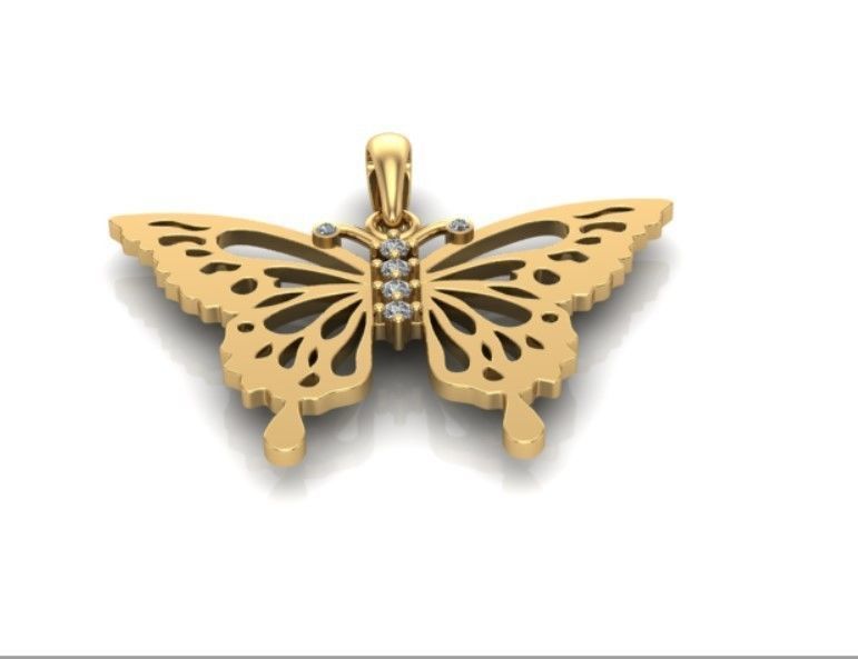 butterfly pendant 3D print model_5