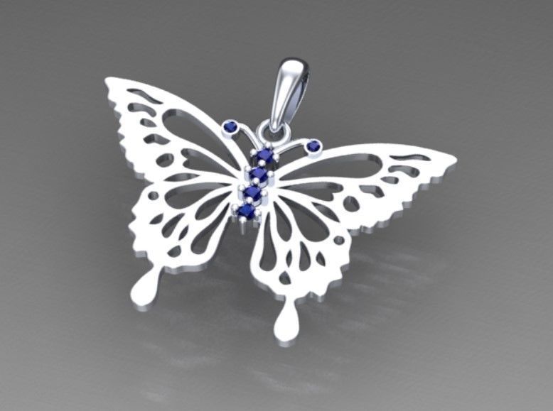 butterfly pendant 3D print model_2
