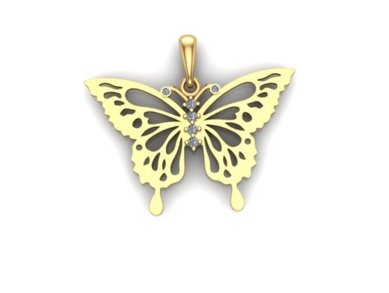 butterfly pendant 3D print model_12