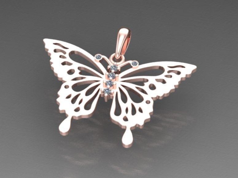 butterfly pendant 3D print model_4