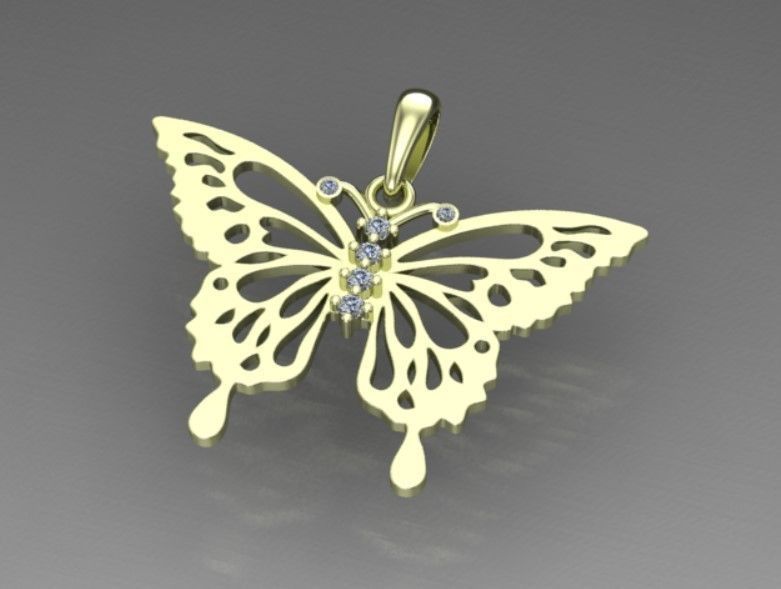 butterfly pendant 3D print model_6