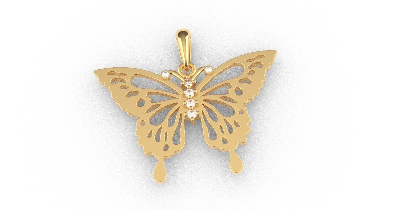butterfly pendant 3D print model_9