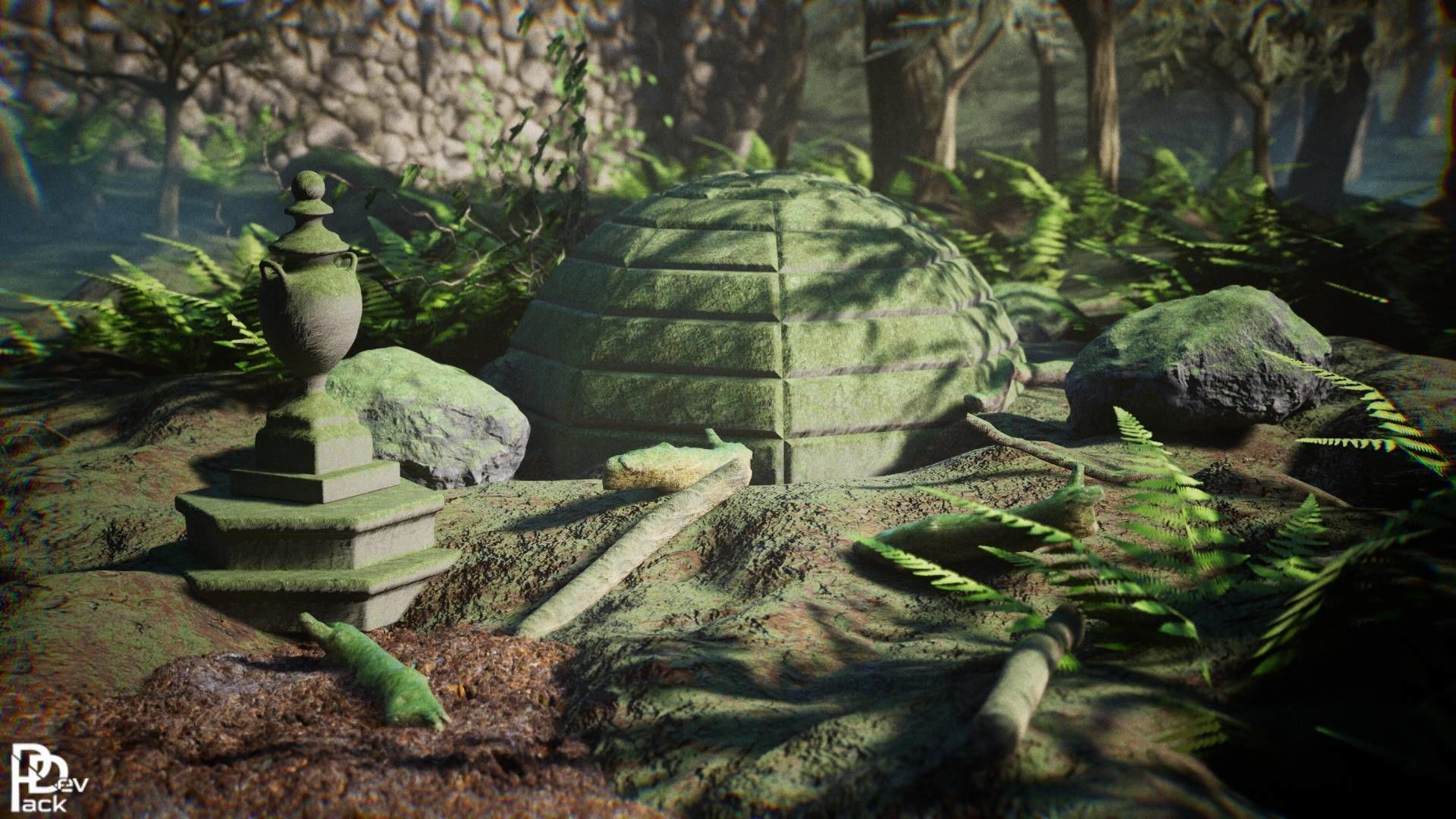 Forest Shrine 47 Assets Low-poly 3D model_1