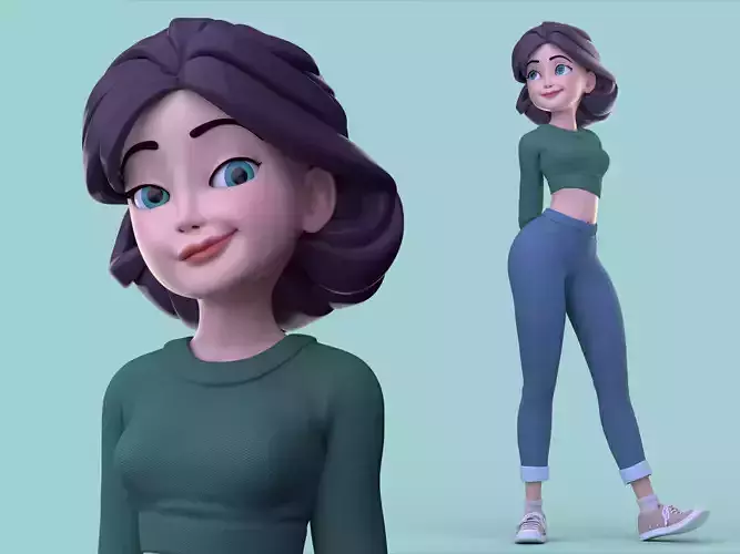 Cartoon Girl Rigged
