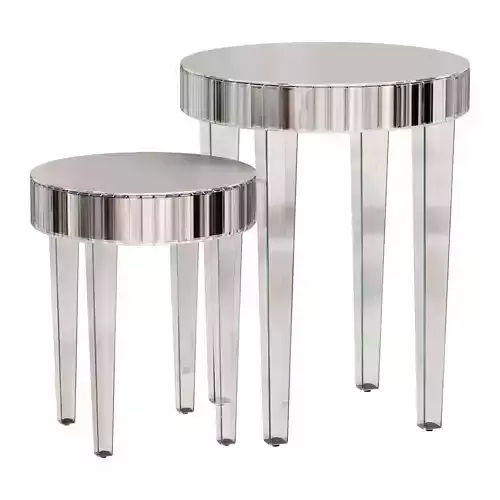 MIRRORED ROUND SIDE TABLE 2 PIECES