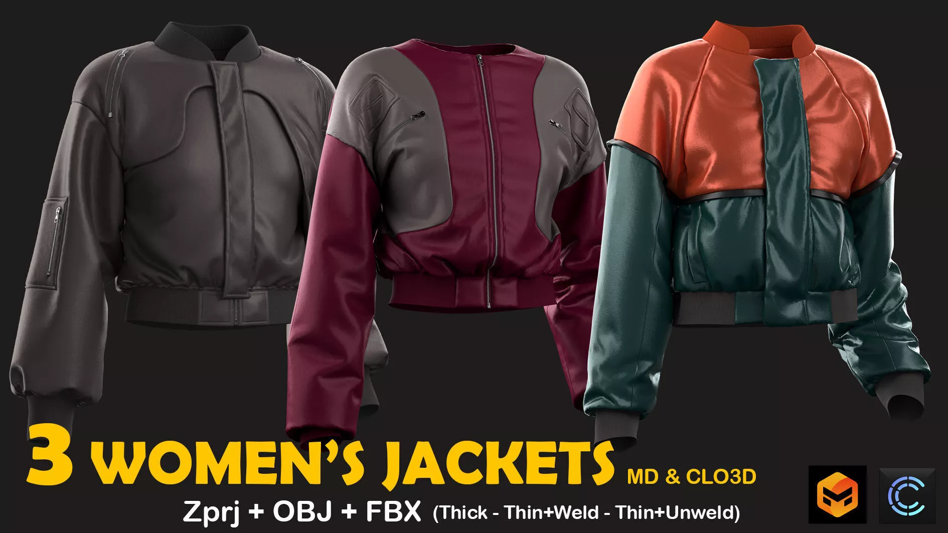 3 Different women Jackets 3D model