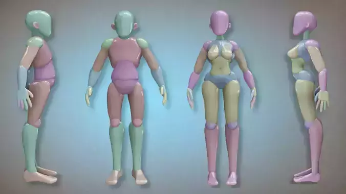 Dynamic Block out Set Male and Female 3D Models 3D model