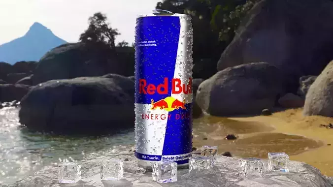 Red-bull Can 3D Model - Blender Cycles Render 3D model