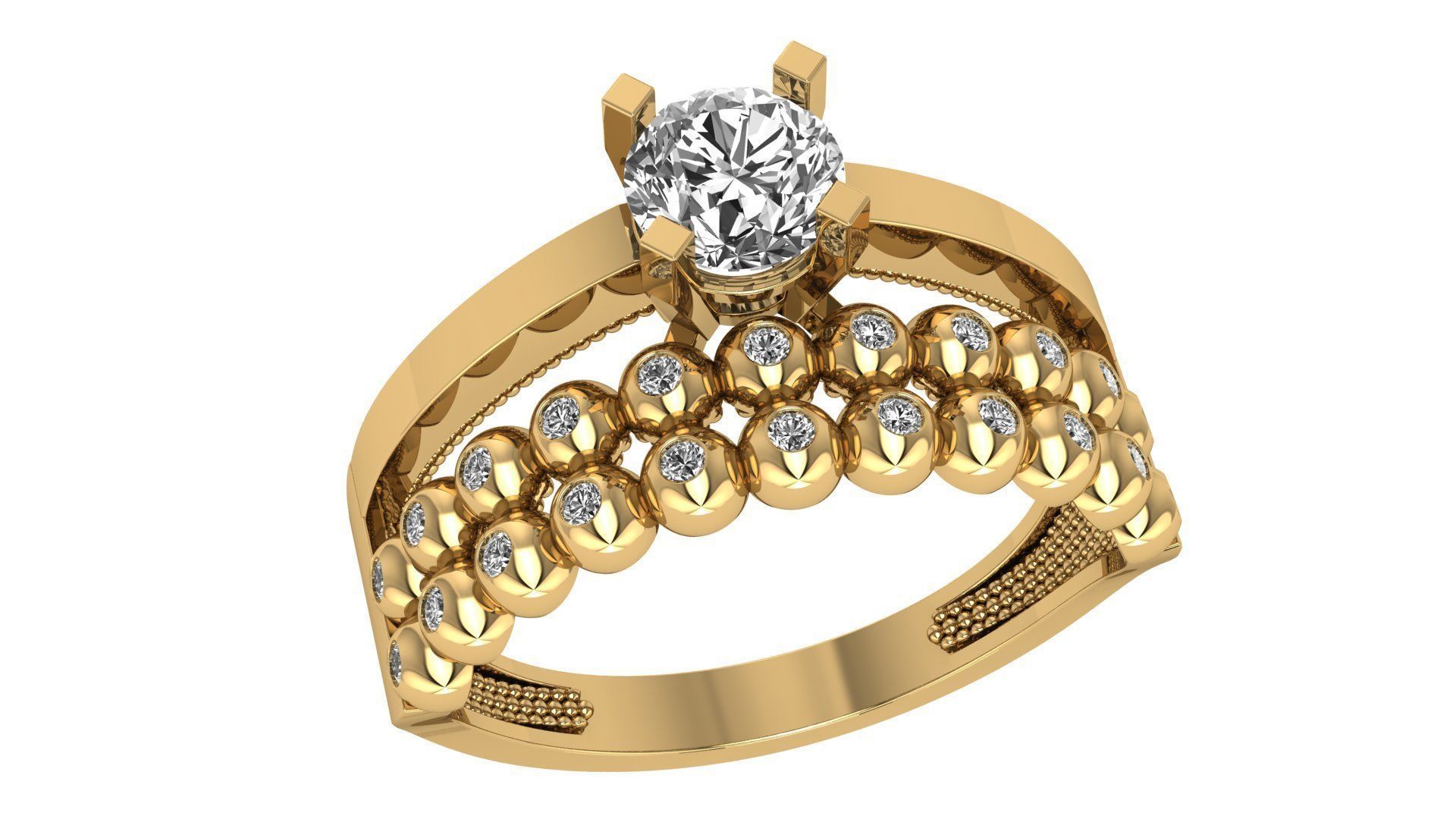 18 Solitaire Ring with Band in one ring 3dm model pack 3D print model_4