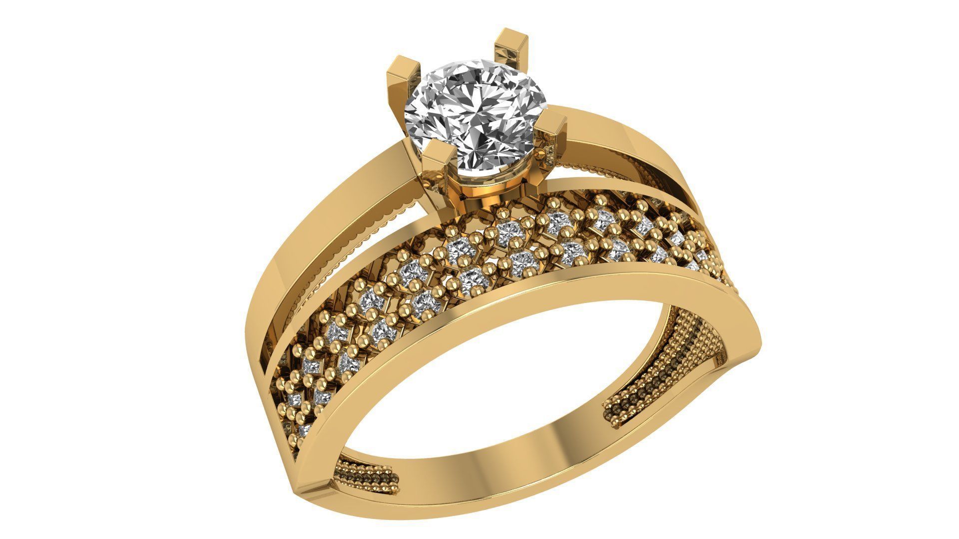 18 Solitaire Ring with Band in one ring 3dm model pack 3D print model_16