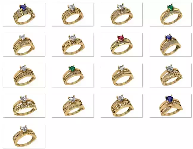 18 Solitaire Ring with Band in one ring 3dm model pack