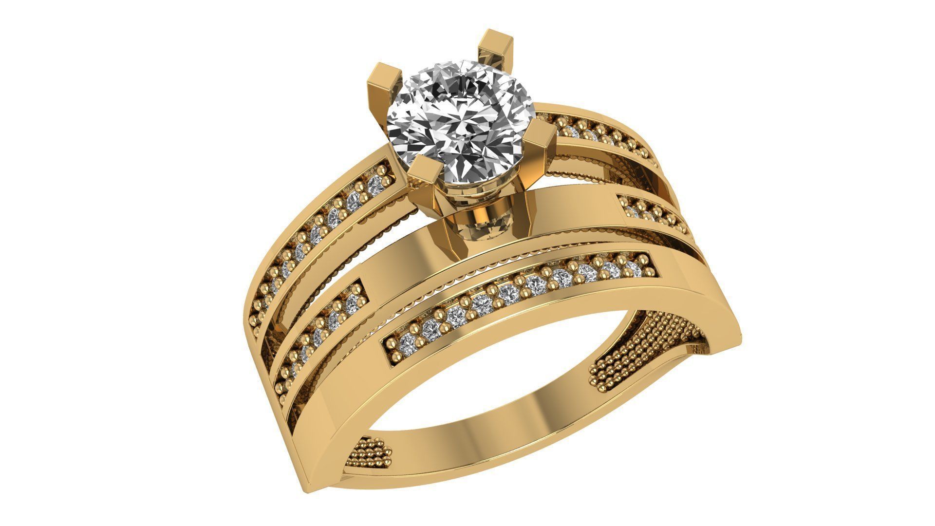 18 Solitaire Ring with Band in one ring 3dm model pack 3D print model_7