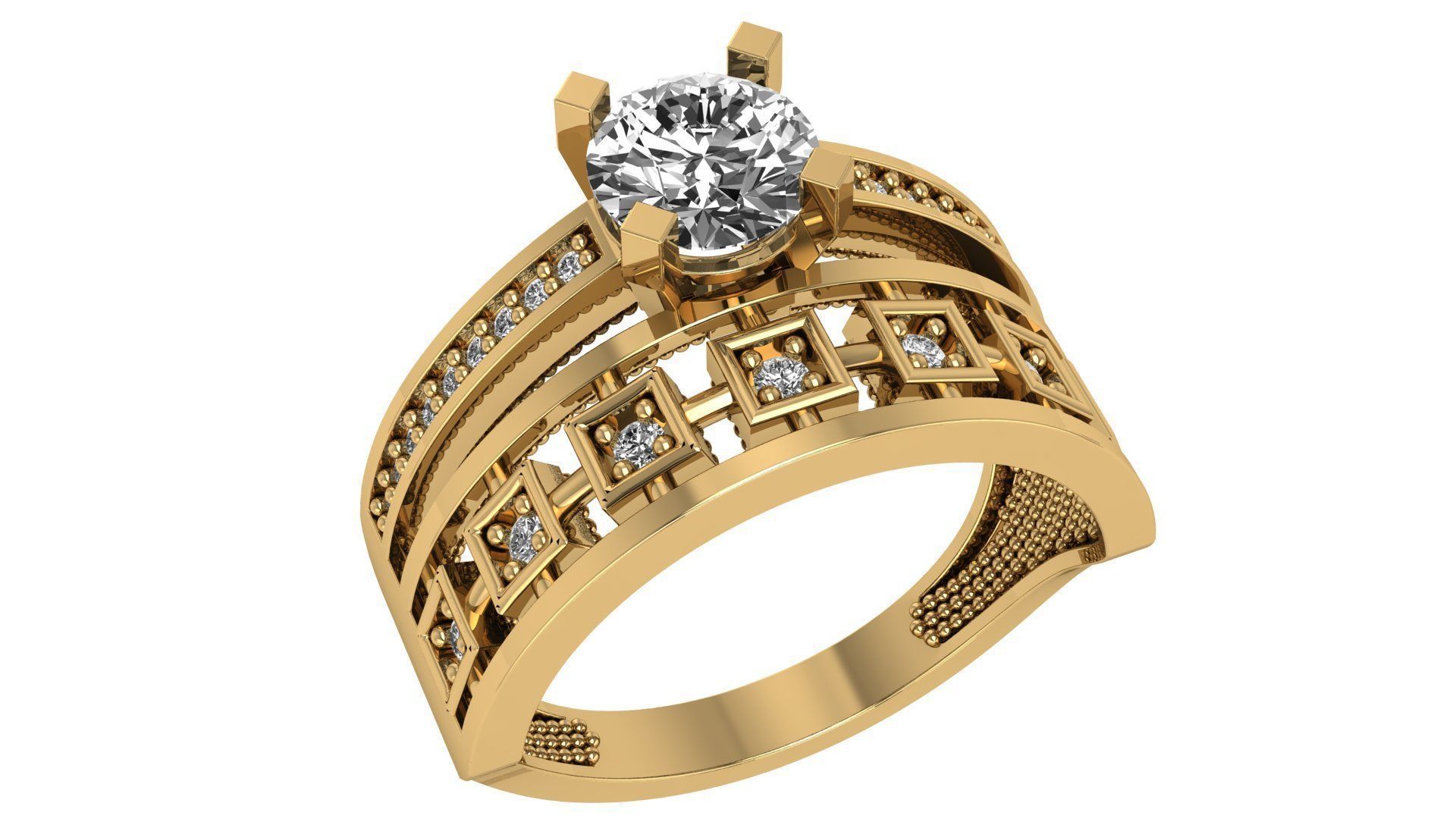 18 Solitaire Ring with Band in one ring 3dm model pack 3D print model_5