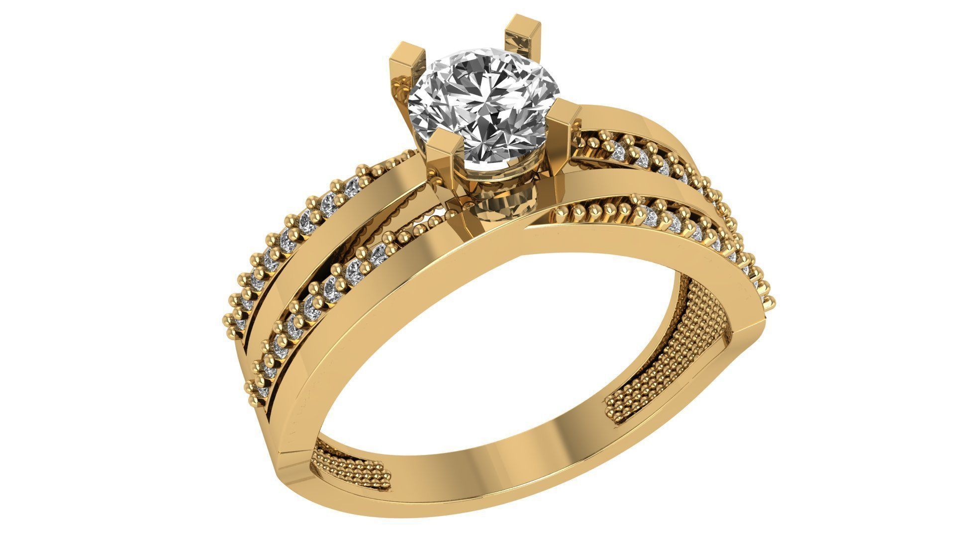 18 Solitaire Ring with Band in one ring 3dm model pack 3D print model_9
