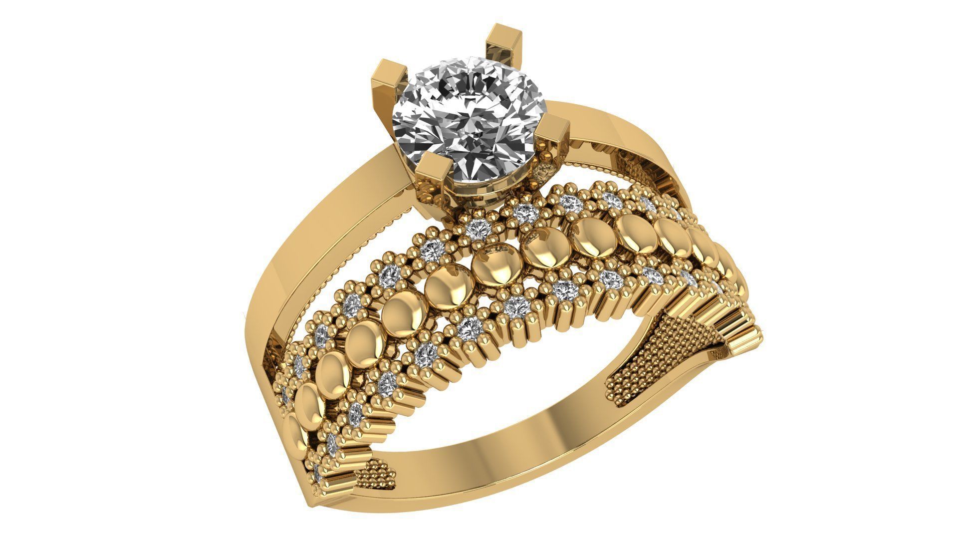 18 Solitaire Ring with Band in one ring 3dm model pack 3D print model_6