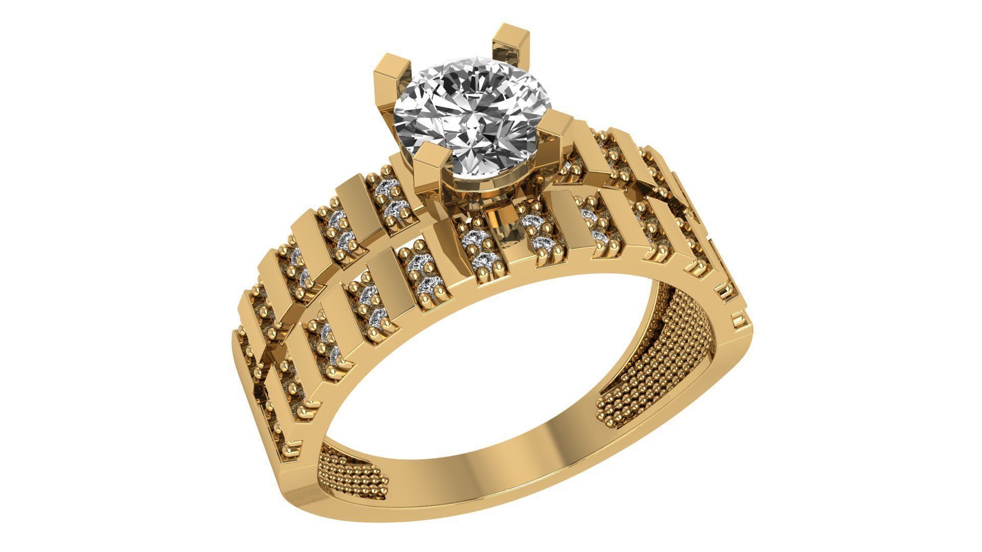 18 Solitaire Ring with Band in one ring 3dm model pack 3D print model_10