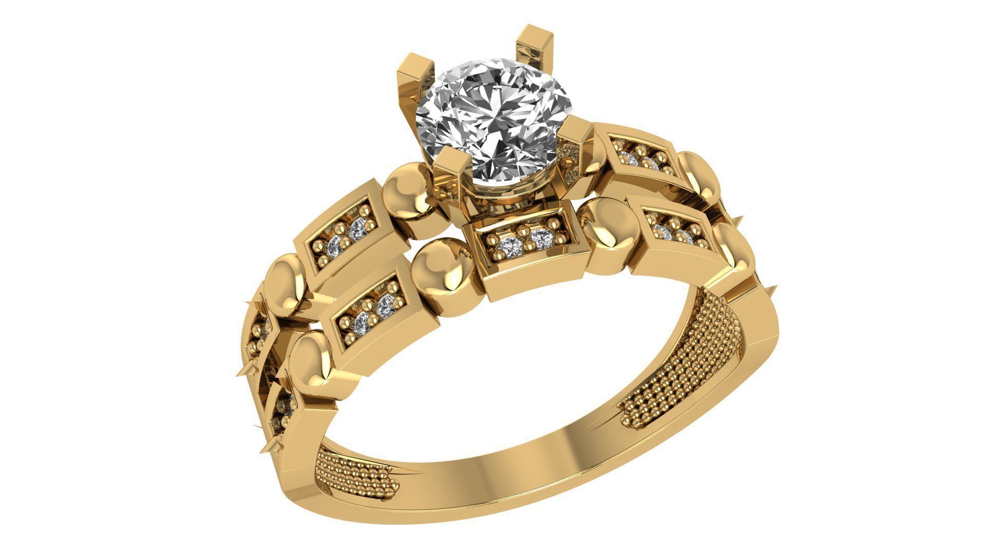 18 Solitaire Ring with Band in one ring 3dm model pack 3D print model_14