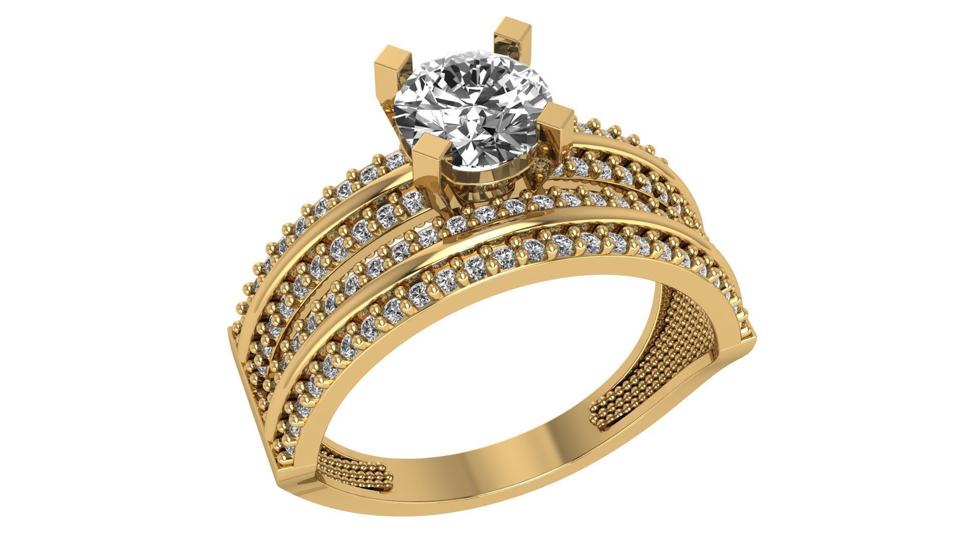 18 Solitaire Ring with Band in one ring 3dm model pack 3D print model_11