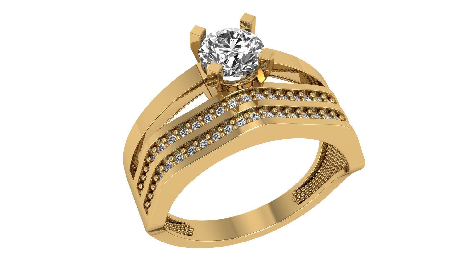 18 Solitaire Ring with Band in one ring 3dm model pack 3D print model_3