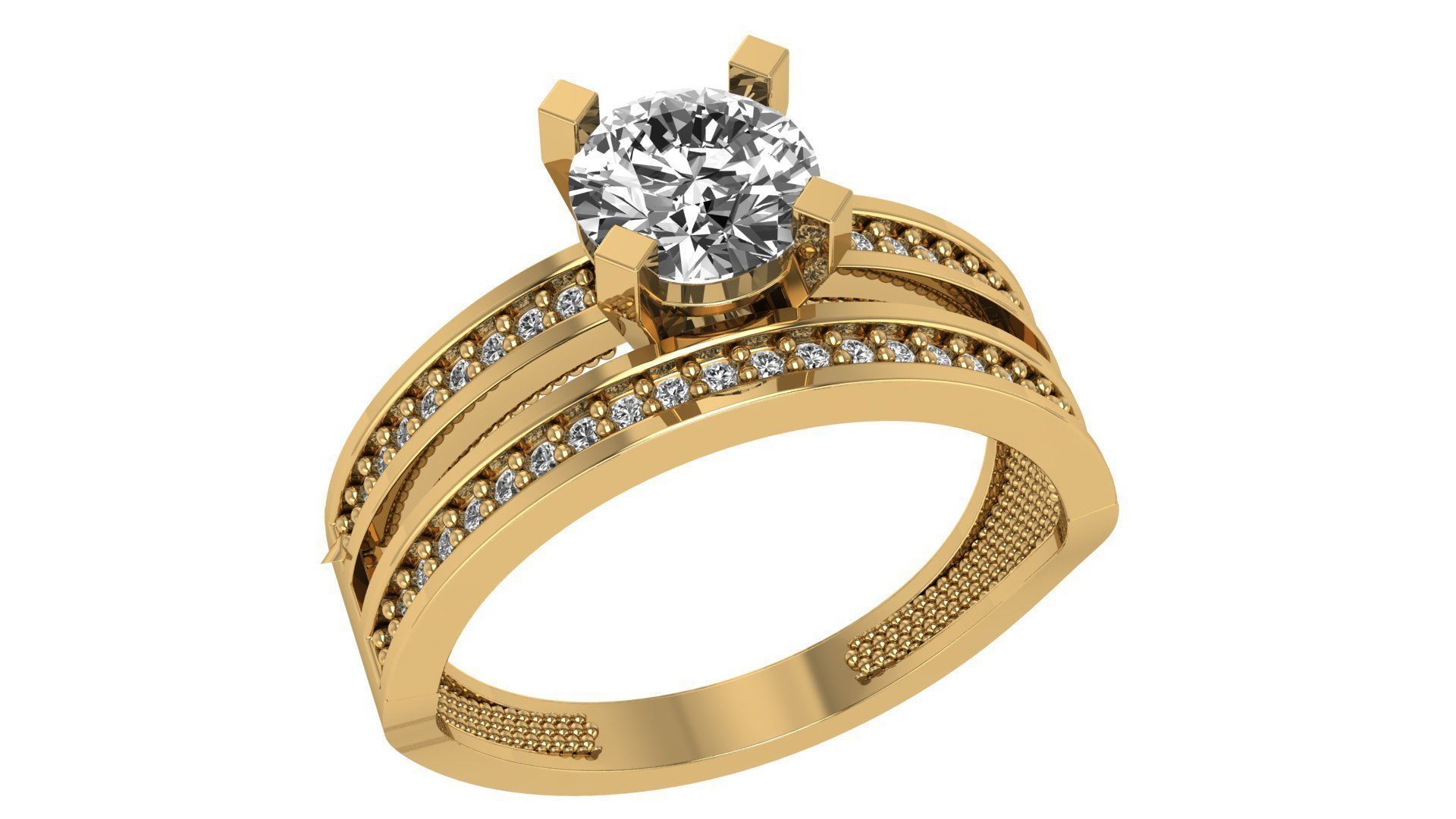 18 Solitaire Ring with Band in one ring 3dm model pack 3D print model_18