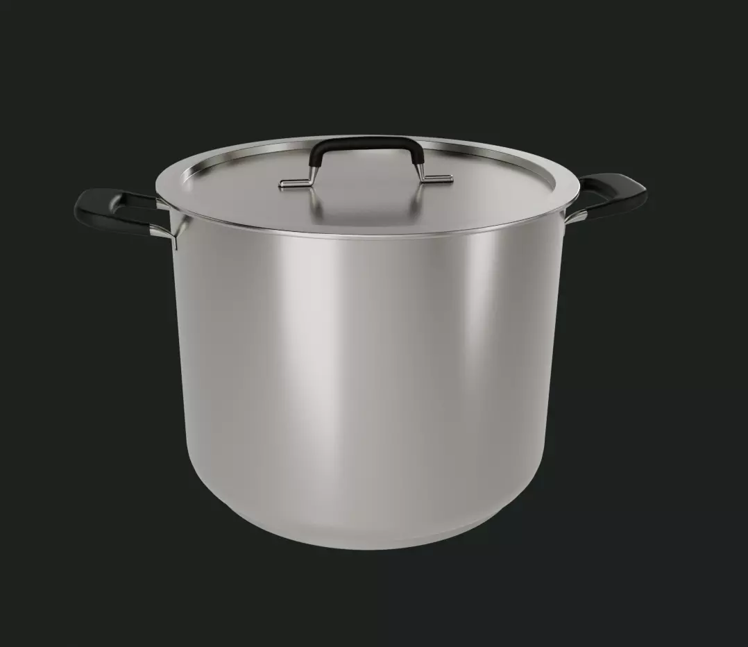 Stainless Steel Stockpot Low-poly 3D model_0