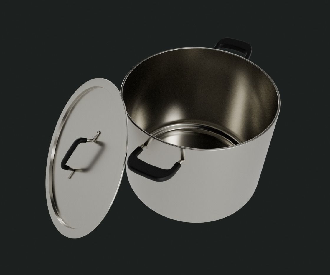 Stainless Steel Stockpot Low-poly 3D model_4